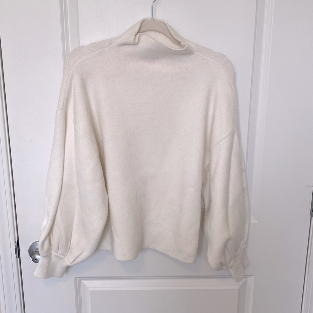Pink Lily White Mockneck Sweater